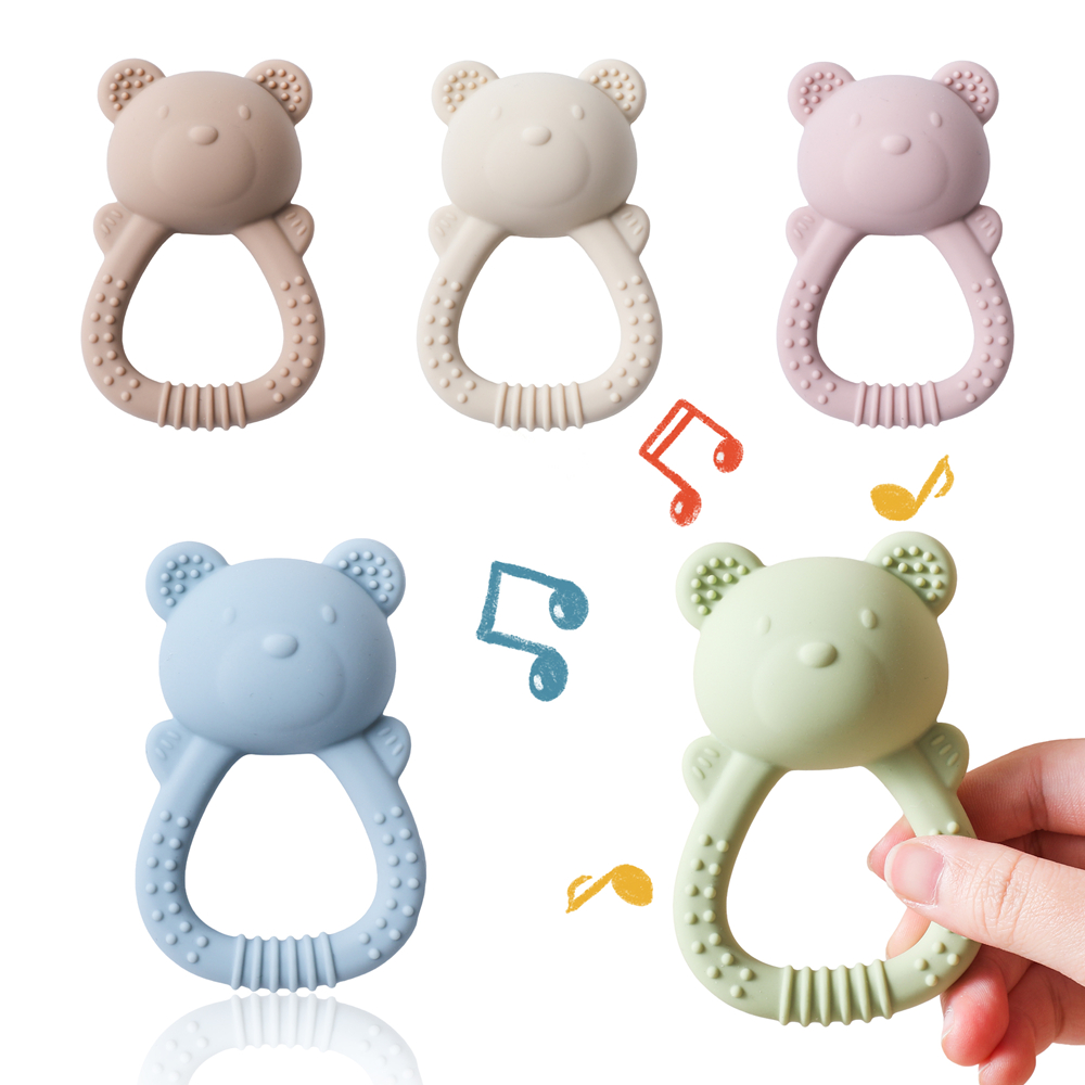 Baby Food Natural - Baby Silikon Beißring Bär Hand Glocke