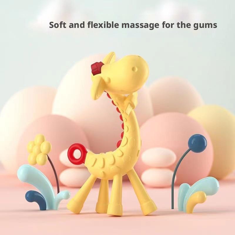 Baby Food Natural - Giraffenförmiges Baby-Beißspielzeug aus lebensmittelechtem Silikon, leicht