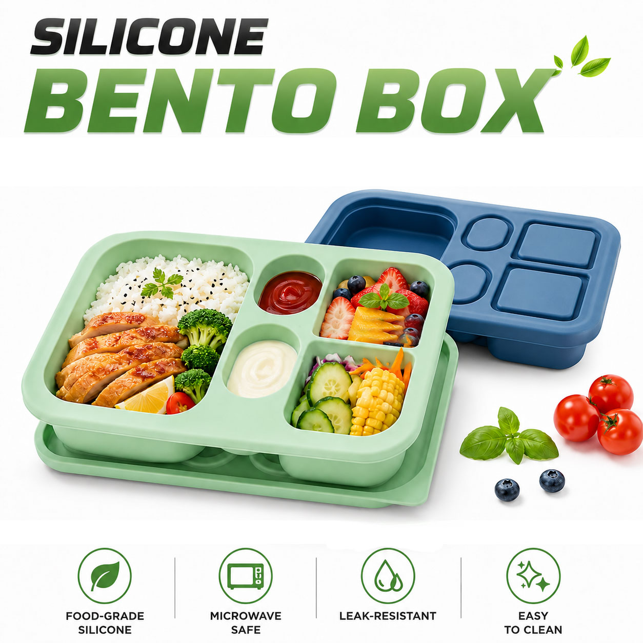 Baby Food Hero - Tragbare Silikon-Bento-Lunchbox für Kinder und Erwachsene,