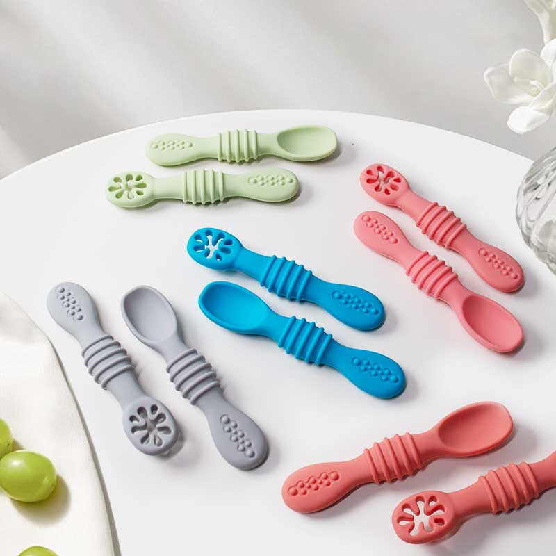 Self Feed Spoon - 2Pcs Baby Silikon Klebrige Löffel Lernen