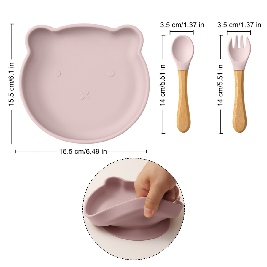 Farbe Kinder 3PCS Cartoon Bär  – Self Feed Spoon Bewertung und Preis